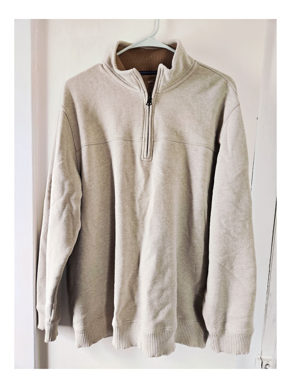Arrow Men's Cream Zip-Neck Pullover Sweater